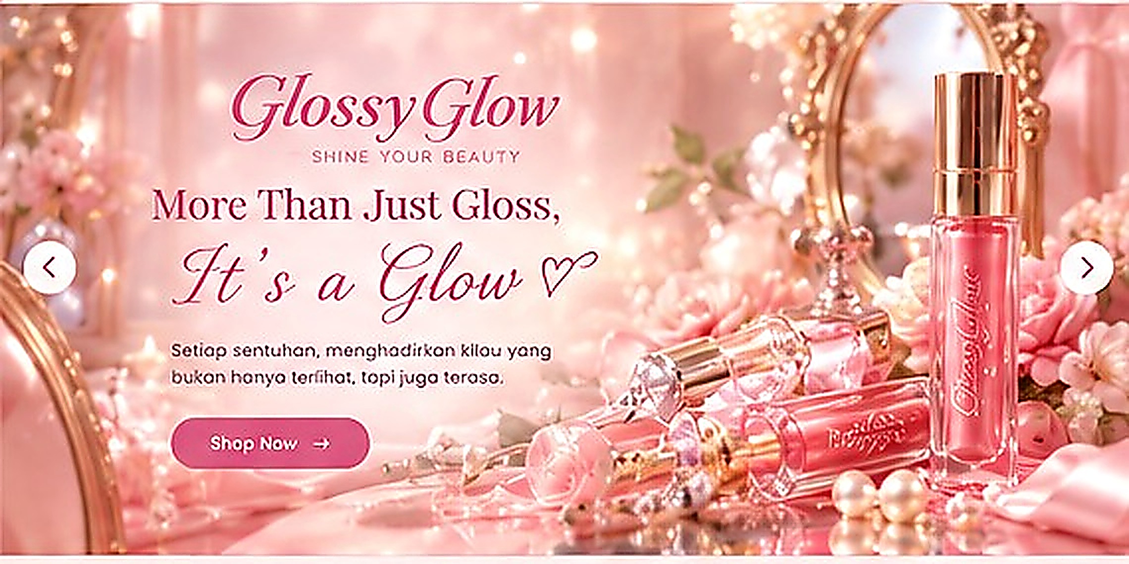 Koleksi GlossyGlow dengan kilau pink mewah